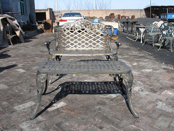 الجدول الحديد الزهر الحديثة والكراسي مع مجموعة اللون البرونزي العتيقة الحديد الزهر مجموعة الطعام في الهواء الطلق
